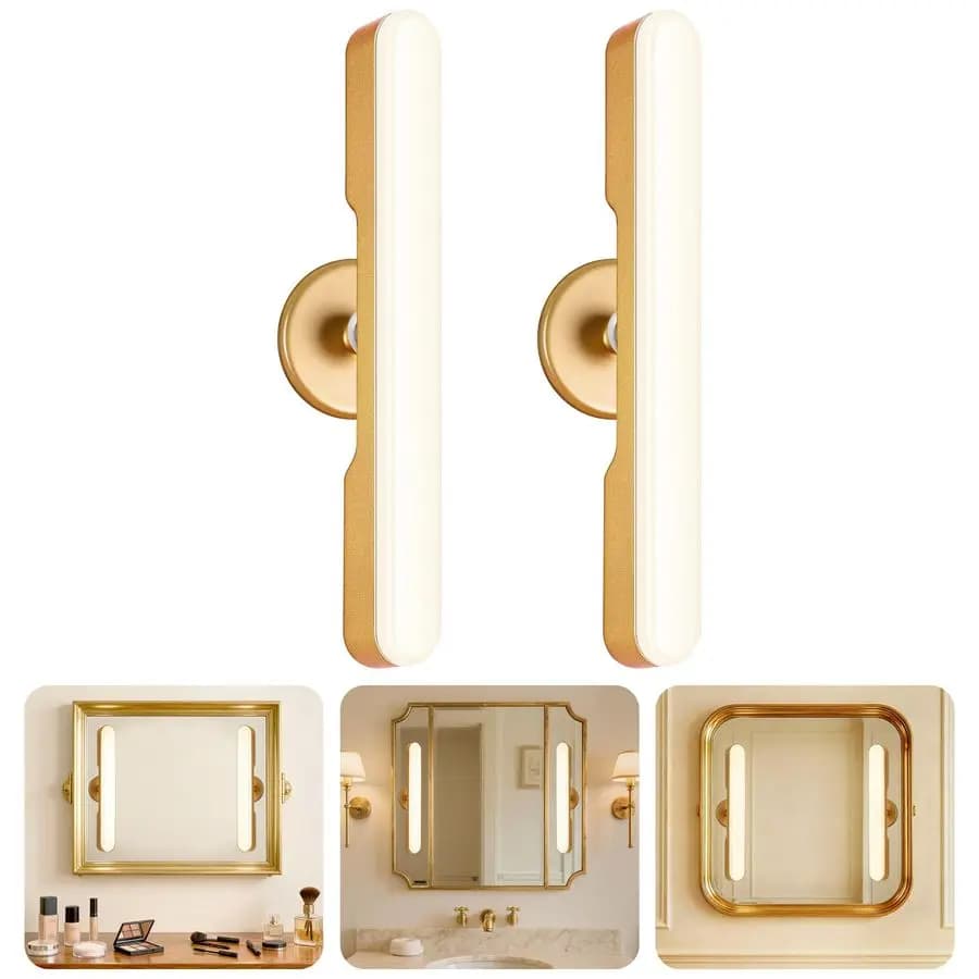 Set di 2 Luci Wireless per Specchio da Trucco, Barra Luminosa LED Ricaricabile Adesiva per Specchio del Bagno con 3 Temperature di Colore Dimmerabili, Lunga Durata