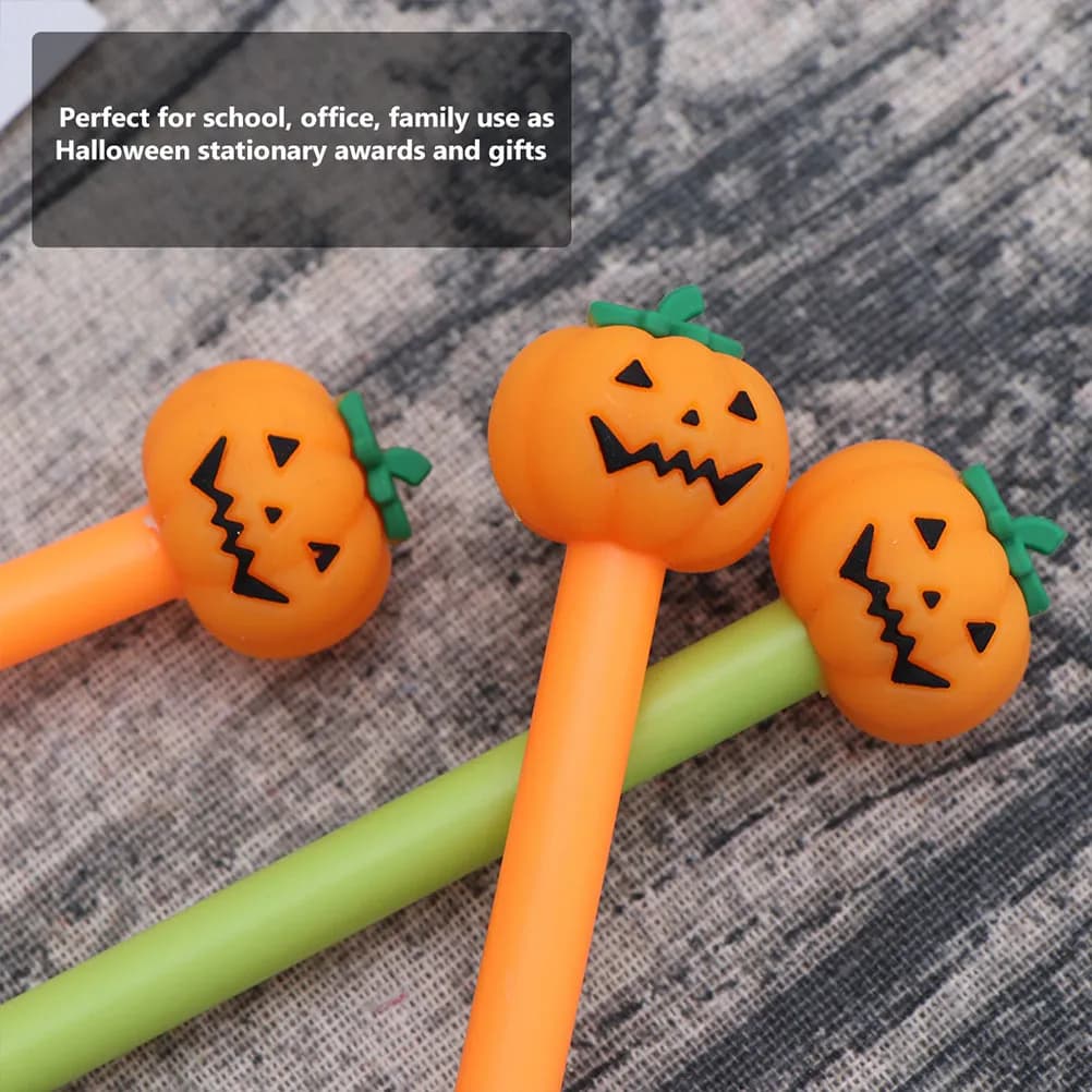 Set di 8 Penne Gel a Forma di Zucca in Plastica Premium, Stile Cartone Animato Creativo e Carino, Scrittura Fluida per Forniture Scolastiche