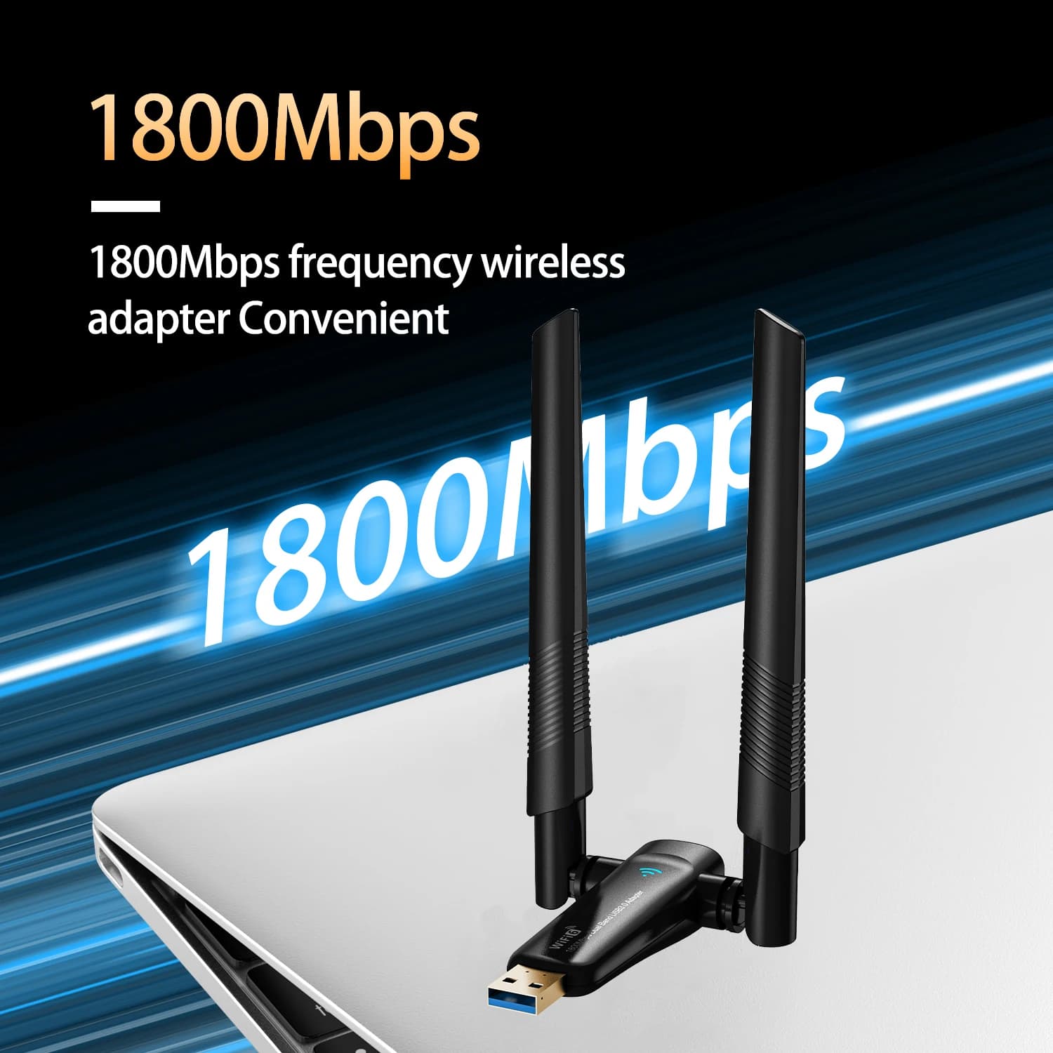 PIX-LINK AX1800 WiFi6 Doppie antenne Adattatore USB wireless ad alto guadagno WiFi più veloce con MU-MIMO Configurazione semplice UAX06