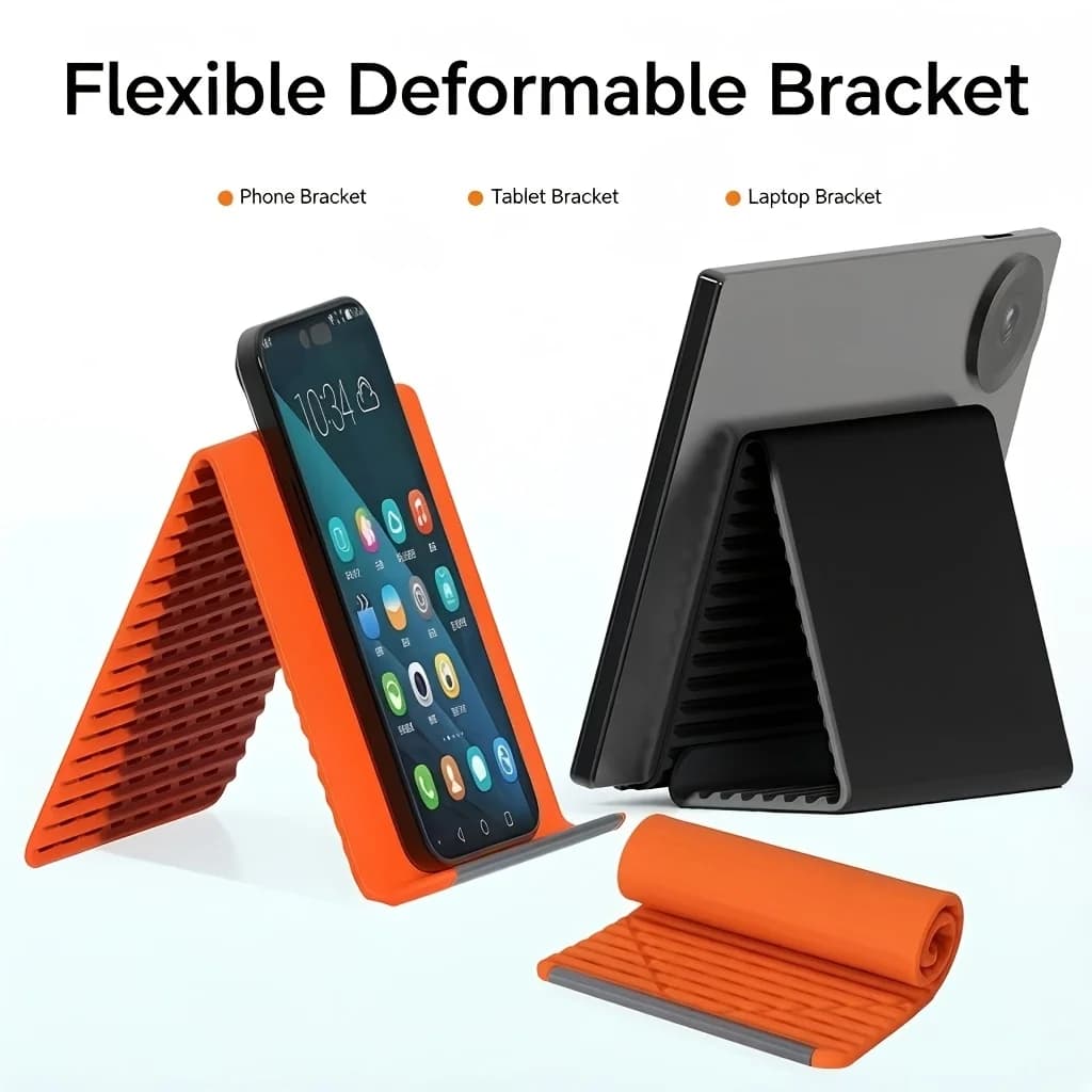 Supporto per Telefono in Silicone Pieghevole e Portatile, Stand Flessibile Regolabile Multi-Angolo, Pieghevole per Cellulari e Tablet