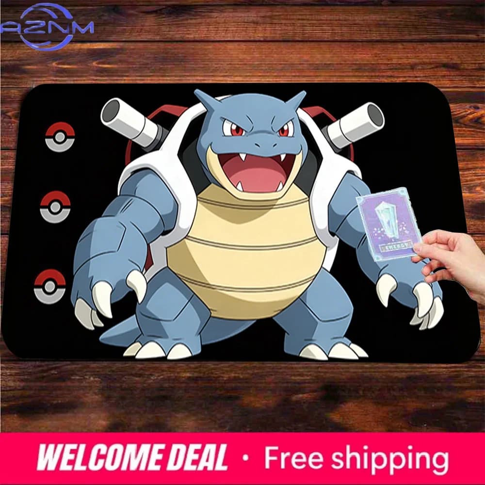 Tappetino da gioco TCG con design Blastoise e Pokeball, antiscivolo e lavabile