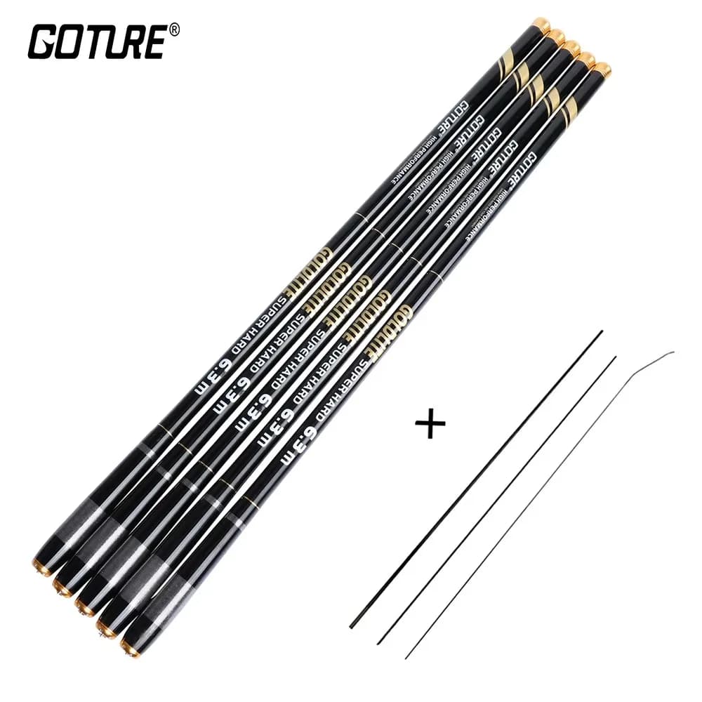 Canna da Pesca Telescopica Goture GOLDLITE 3.6m-7.2m in Fibra di Carbonio Ultra-Leggera per Carpe e Pesca in Acqua Dolce