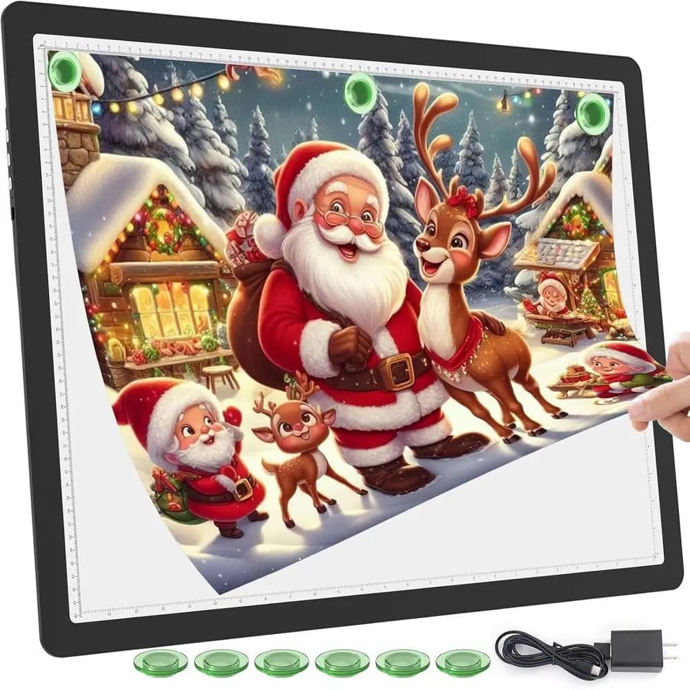 Tappetino luminoso A2 ricaricabile per pittura con diamanti 25,2''x18,4'', pannello luminoso magnetico con diamanti, lightbox wireless per tracciare un