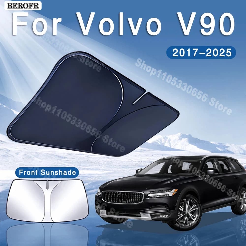 For Volvo V90 2017~2025 2018 Foldable Car Sun Visor Front Windshield Sunshade Heat Insulation Summer Cooling Auto Accessories