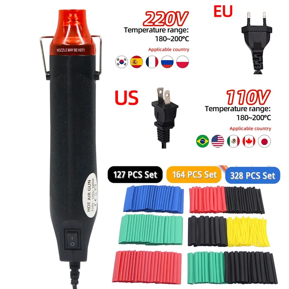 300W Pistola di Calore Ad Aria Calda di Energia Elettrica Ventilatore di Temperatura Mini Kit di Strumenti per Il FAI DA TE Tubi Termoretraibili Involucro di Saldatura Timbro di Gomma di Plastica