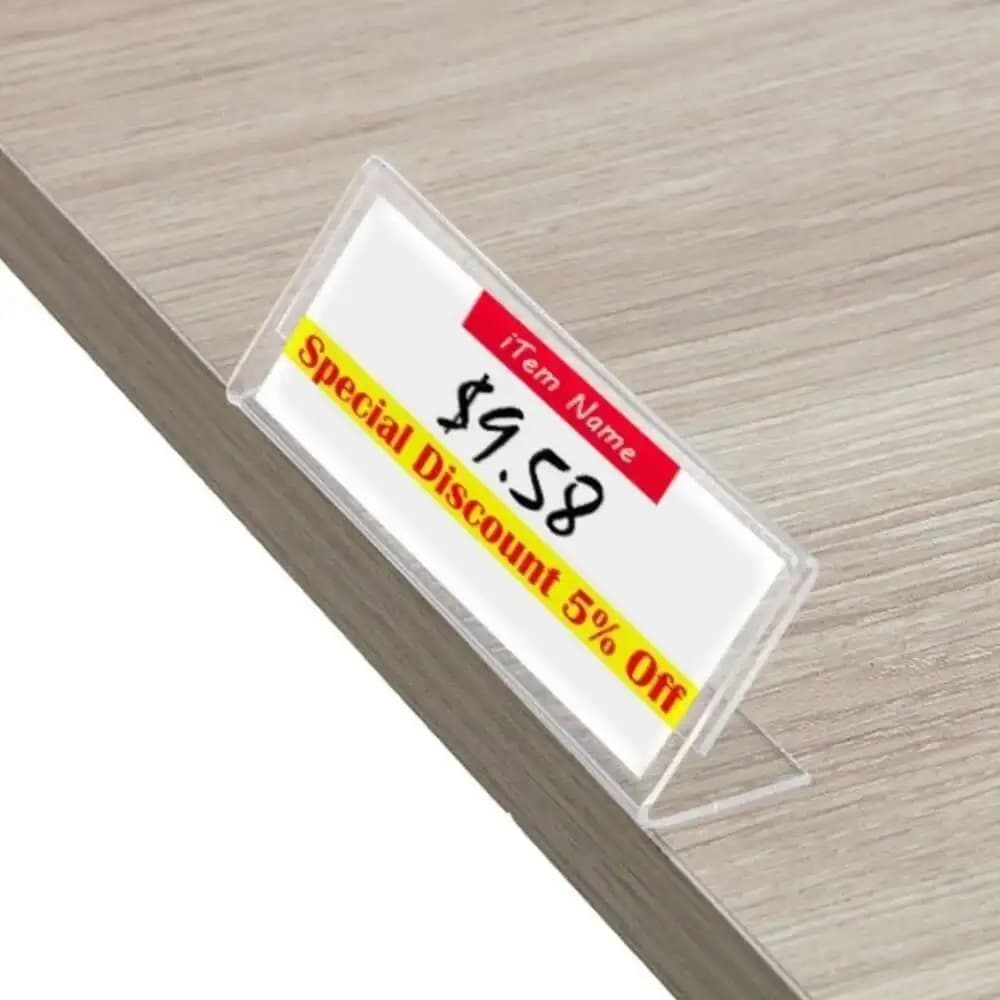 20 pz 4x10 cm Etichetta Cornice L Segno Titolare Scaffale Bordo Prezzo Talker Scaffale Prezzi Cube Merce Nome Carta Display Data Strip