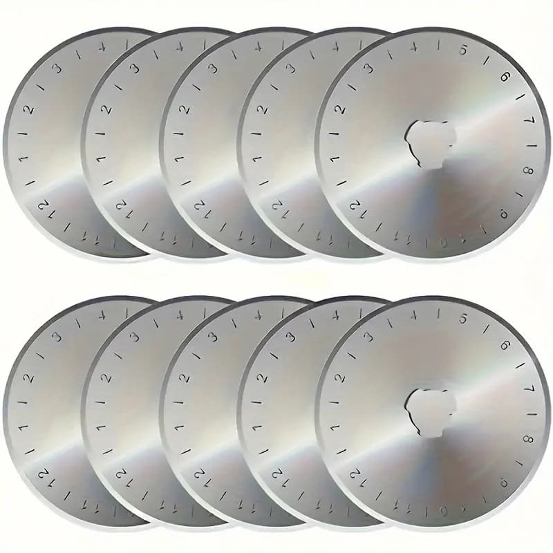 10 lame per taglierina rotante da 45 mm, affilate e resistenti, con scala trasparente, per quilting, cucito, artigianato e taglio di tessuti e pelle
