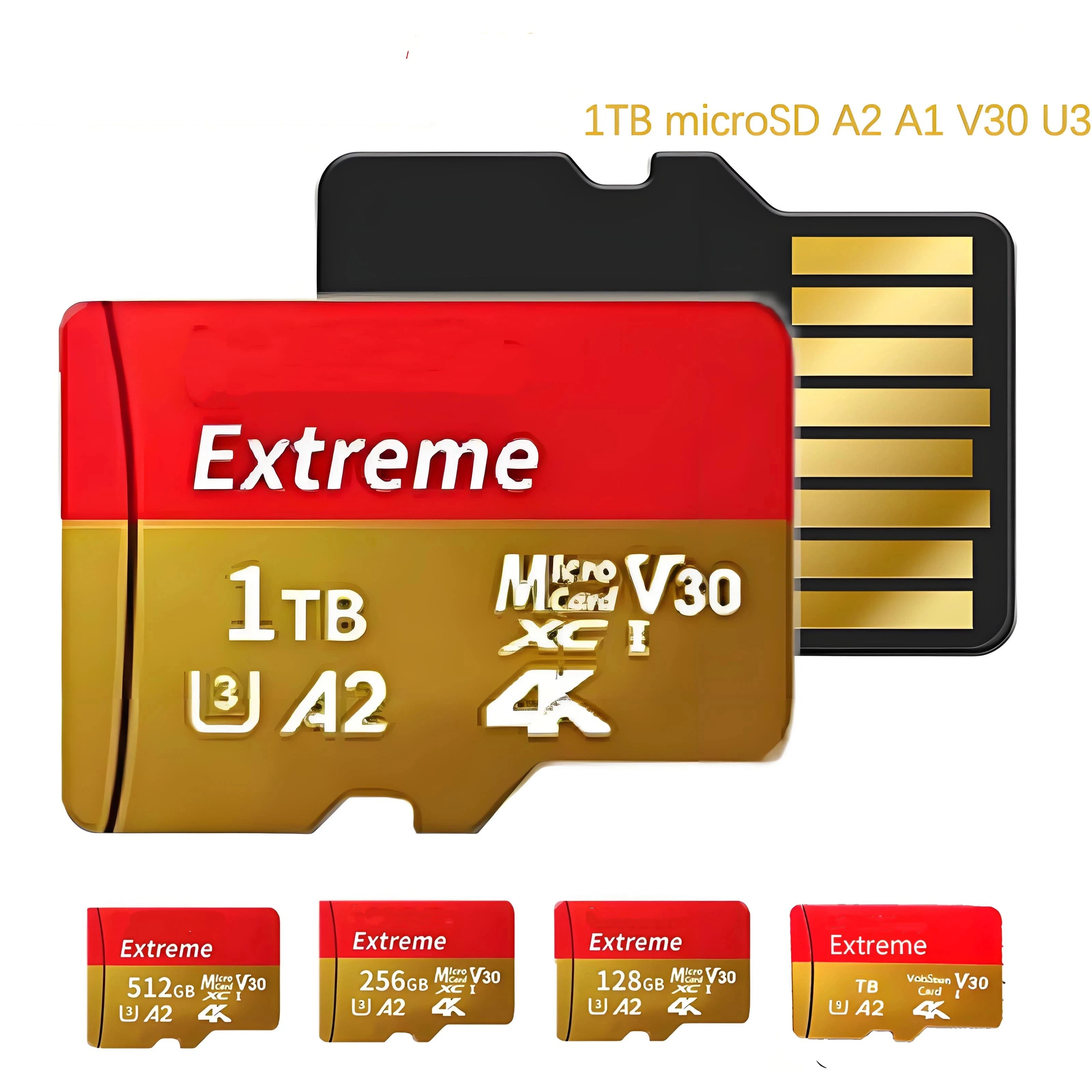Micro SD Card High Speed SD Memory Card 128GB 256GB 512GB 1TB 2TB Micro SD U3 V30 TF Flash Card for Phone Camera Devices