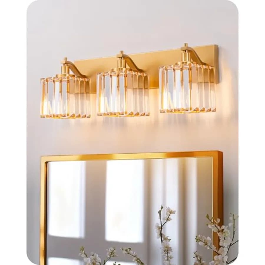 Lampada da Bagno, Illuminazione Moderna per Bagno da 20,47 Pollici, Lampada a 3 Luci in Cristallo Sopra Specchio, Applique da Parete per Bagno