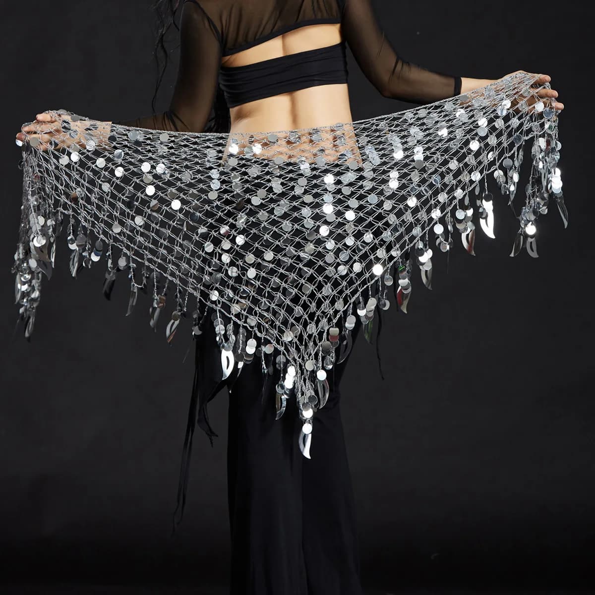 Belly Dance Performance Set Waist Chain Cymbals Triangle Shawl Mermaid Hip Scarf