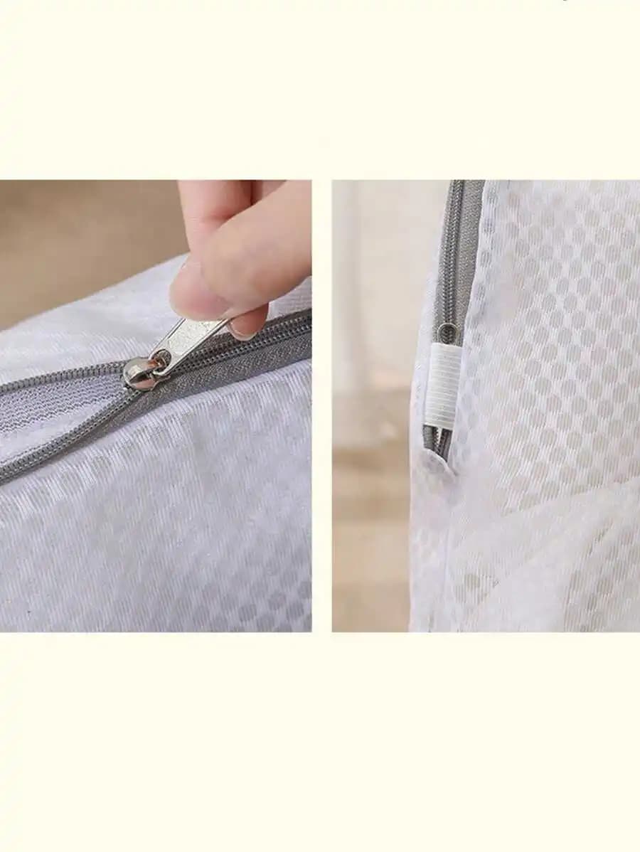 1pc White Laundry Wash Bag With Handle And Honeycomb Mesh For Delicates, Thick Fine Mesh Washing Machine