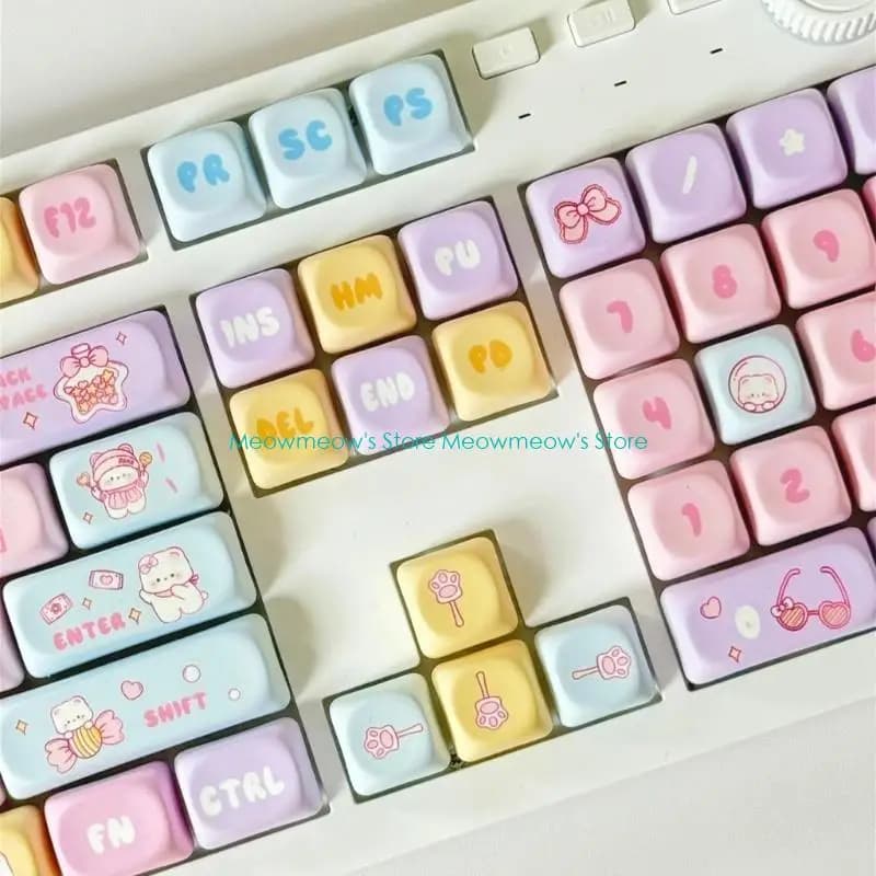 W91A Set completo 131 copritasti PBT con sostituzione del copritasti in altezza MOA a tema Candy Bear