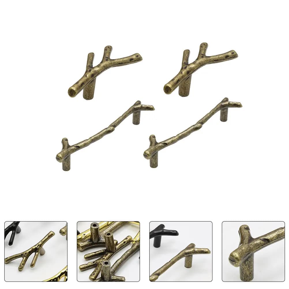 4 Pezzi Maniglie a Ramo Decorative Stile Albero, Pomelli Rustici per Mobili, Maniglie per Ante di Armadi e Cassetti da Cucina