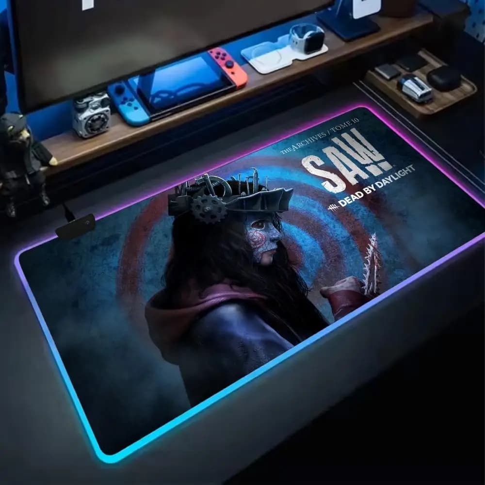Gamer D-DEAD BY Daylightes Mouse Pad RGB Extra Large Mouse Pad for Gaming, Smooth Surface, Non-Slip, Customizable Lights