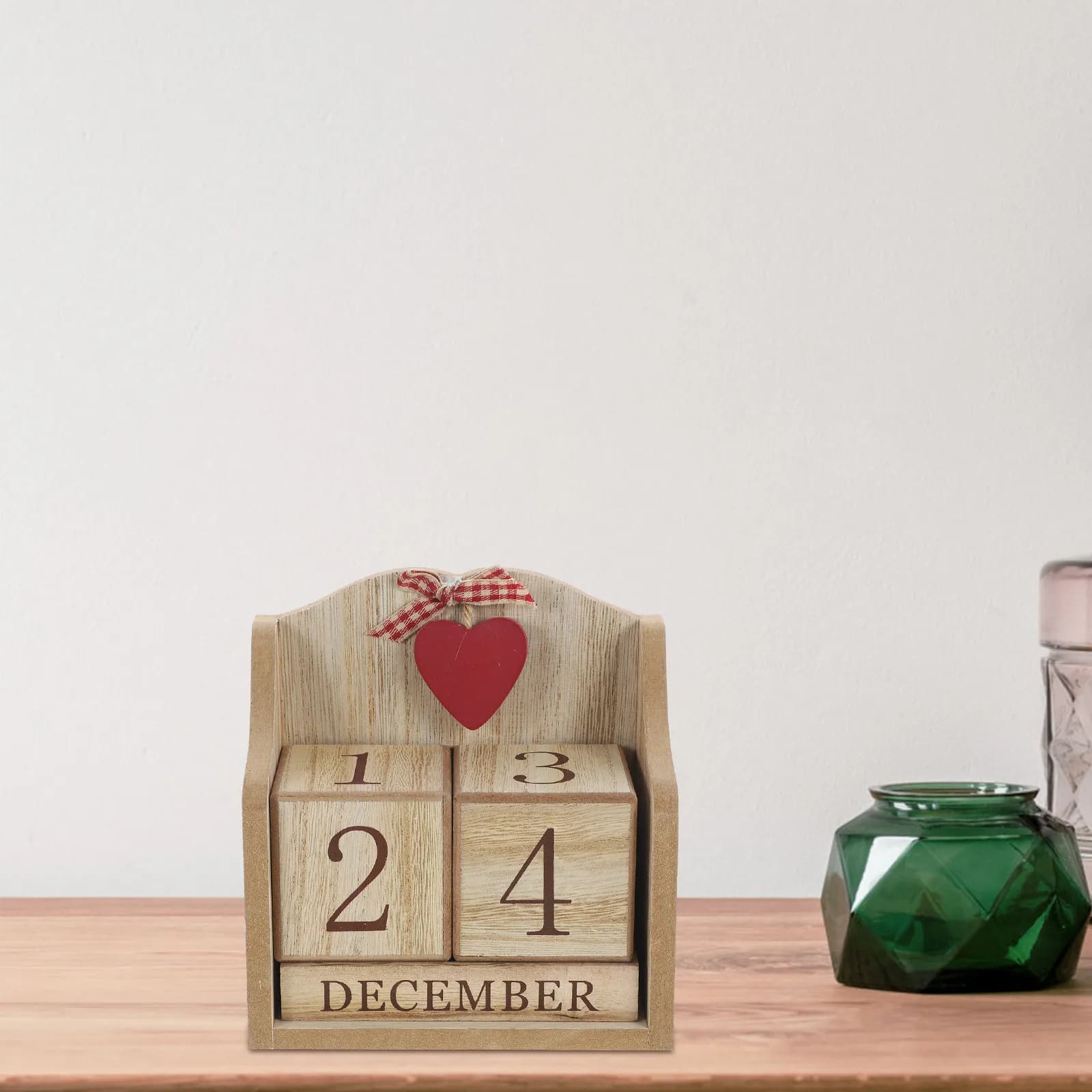 Calendario perpetuo da scrivania in legno con blocchi decorativi, cambio manuale, per casa e ufficio
