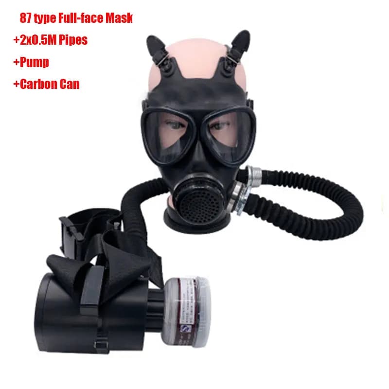 Gas mask type 87 supply of portable electric air respirator long tube rechargeable rubber integral mask and filter box accessory