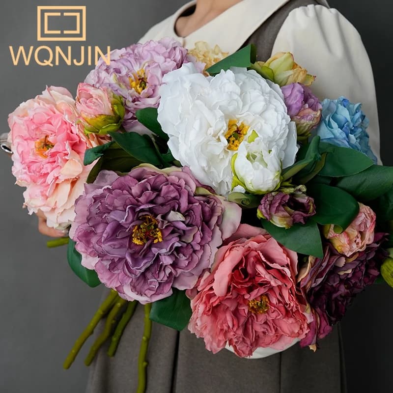 1 pezzo di fiori artificiali bouquet bella peonia di seta decorazione della tavola di casa di nozze organizzare piante finte regalo di San Valentino a buon mercato