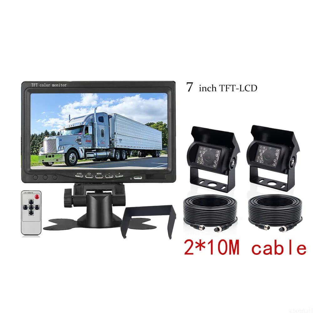 2x 4Pin Rear View Backup Camera Night Vision System+7" Monitor For RV Truck Bus