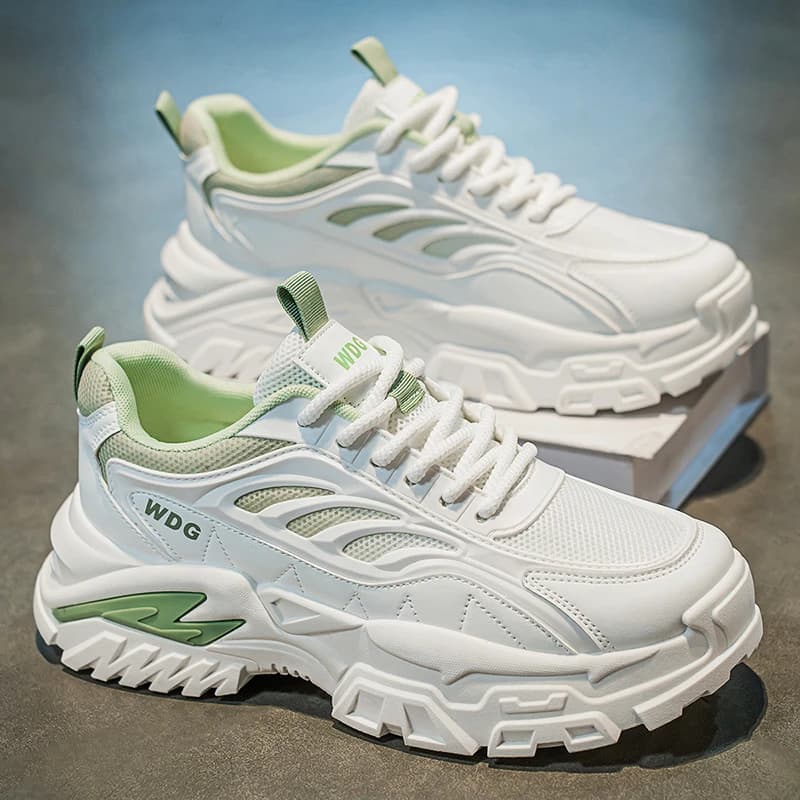 Scarpe da Corsa Traspiranti da Uomo, Sneakers Estive in Mesh, Scarpe Sportive Bianche alla Moda con Suola Spessa per Giovani