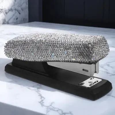 1 set di piccole cucitrici con strass, cucitrici da scrivania portatili in metallo, compatte per casa, scuola, viaggi