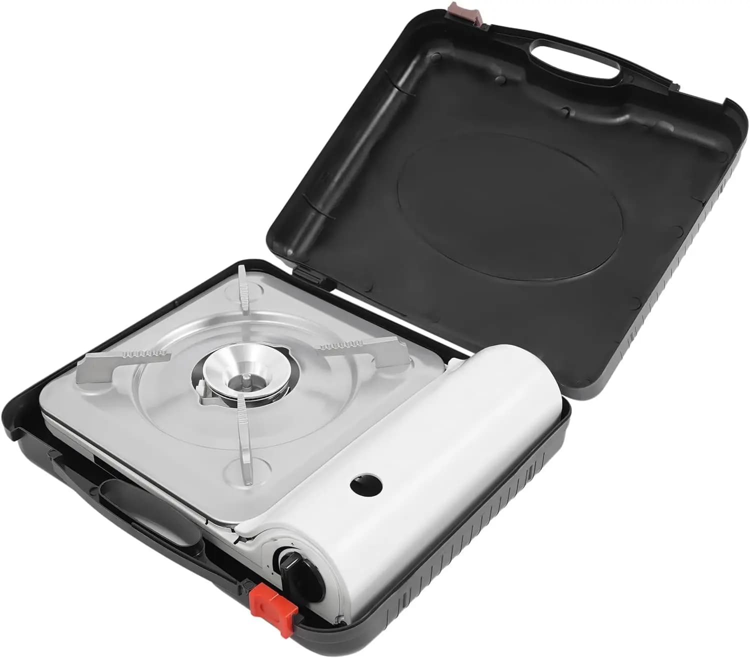 Fornello da campeggio butano per barbecue con custodia, fornello da campeggio portatile ideale per cucinare all'aperto/campeggio/viaggi su strada, carburante non incluso