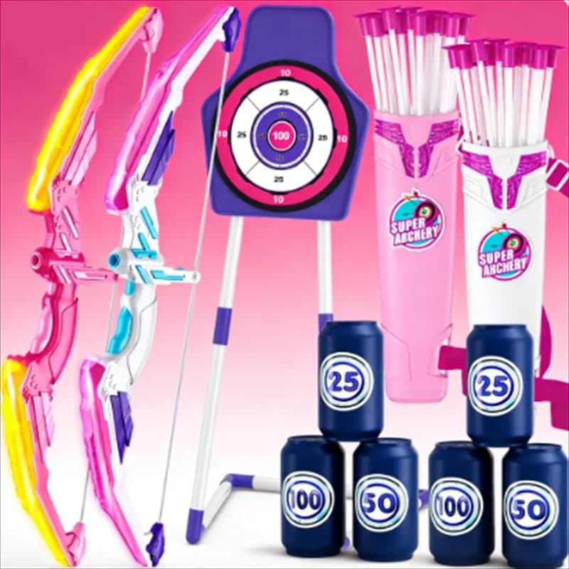 2 Pcs Kids Bow and Arrow,LED Light Up Archery Set with 24 Suction Cup Arrows, Indoor Outdoor Sport Toys Gifts for 3 4 5 6 7 8 9 10 11 12 Year Old Boys Girls,