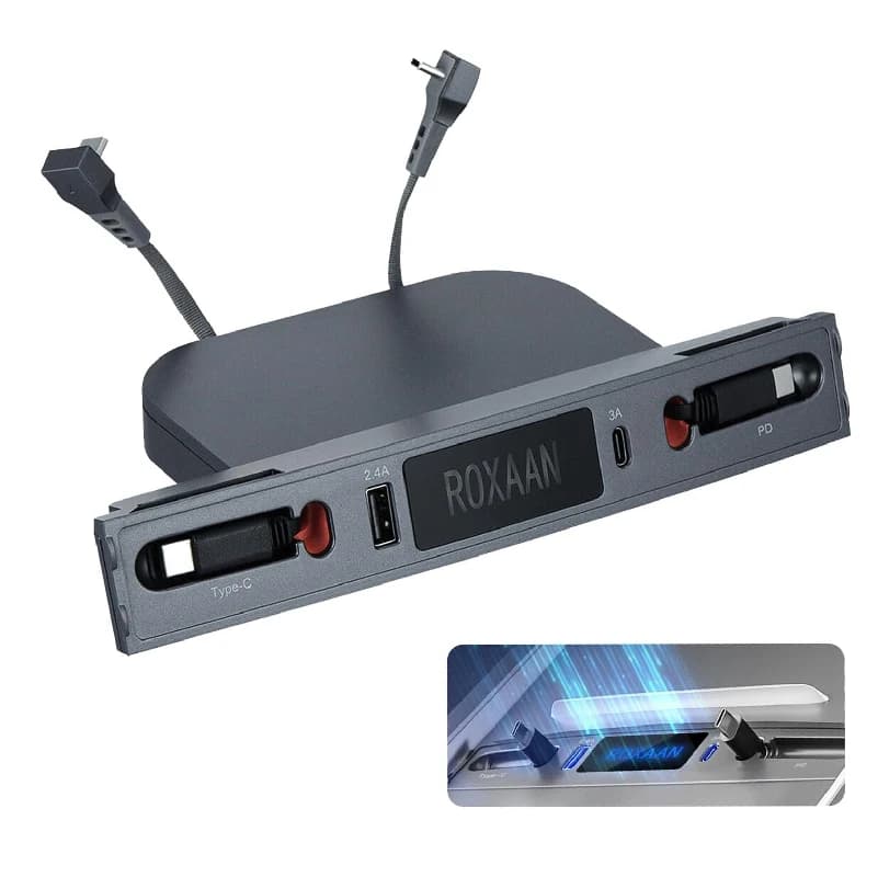 Per Tesla Model 3 Y 27W PD tipo C caricabatteria da auto Dock Hub retrattile USB-C supporto per sensore intelligente per Console centrale di ricarica rapida