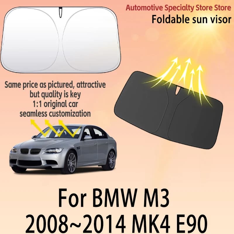 Parasole Pieghevole per Parabrezza Anteriore BMW M3 2008~2014 MK4 E90, Protezione UV, Tenda Parasole Solare, Accessori Auto