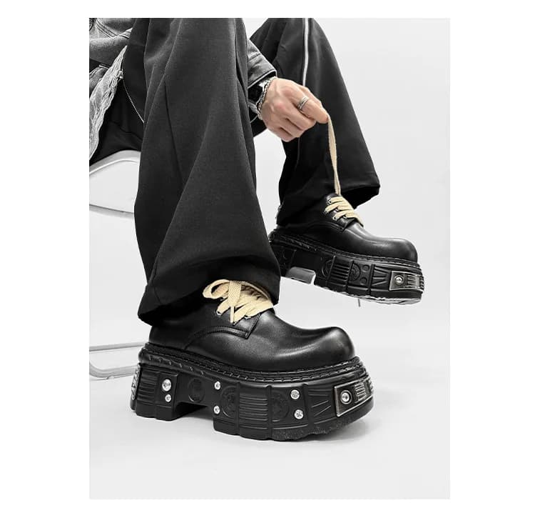 Scarpe da ginnastica da donna fantastiche Scarpe con plateau stile punk vintage per ragazze Stivaletti con punta tonda e altezza crescente Primavera Autunno Stringate