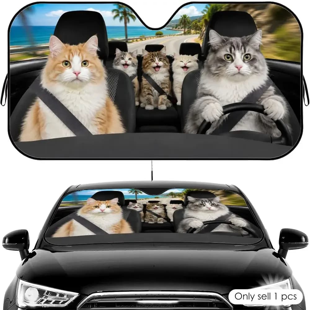 Adorabile Protezione Parasole per Auto con Motivo Gatti, Riutilizzabile in Alluminio, Copertura Isolante Termica per Parabrezza