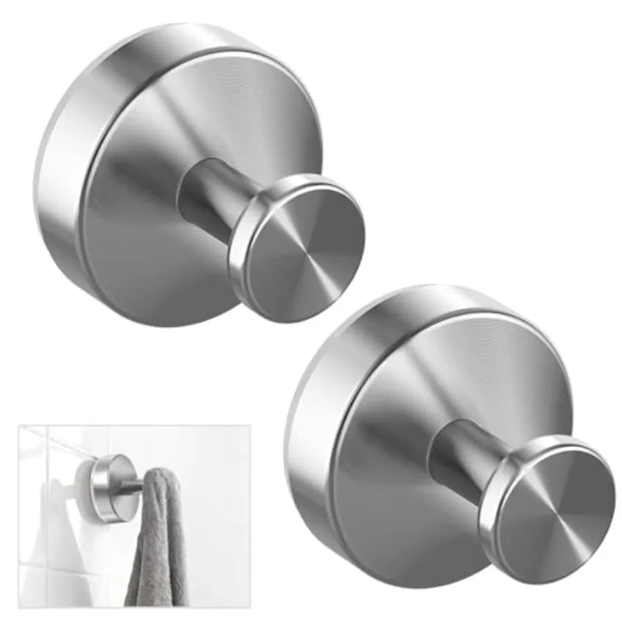 Suction Cup Hooks for Shower, Removable No-Drill Heavy Duty Towel and Robe Hooks for Bathroom Wall, Glass, Window, or Tile, Bat
