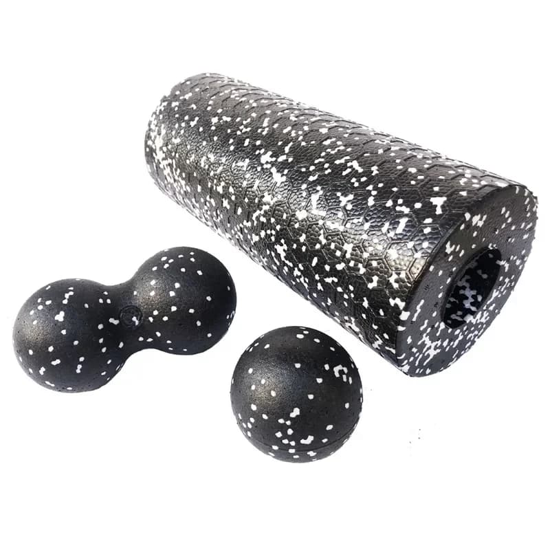 Set of Peanut Balls for Massage with Roller Cables for Yoga EPP Fitness Foam Column for Backache Gambe Anca Stretching Deep Fabrics Muscle Relaxation