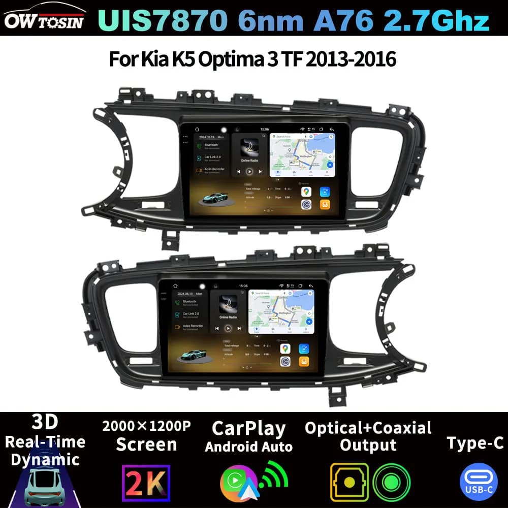 Sistema di Navigazione GPS Multimediale per Auto Android FYT7870 QLED 2K con Schermo, Radio Audio 4G e CarPlay per Kia K5 Optima 3 TF 2013-2016