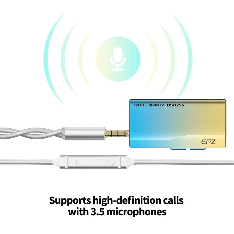 EPZ TP35 Pro Amplificatore DAC Audio HiFi per Cuffie USB-C Portatile con Decodificatore CS43198X2, Supporto EQ e Dongle per Chiamate con Microfono