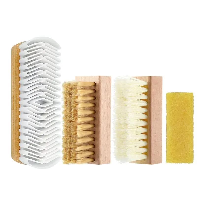 A008 Set di 4 spazzole e gomme per la pulizia di scarpe in pelle scamosciata e nabuk, strumento per la pulizia delle scarpe.