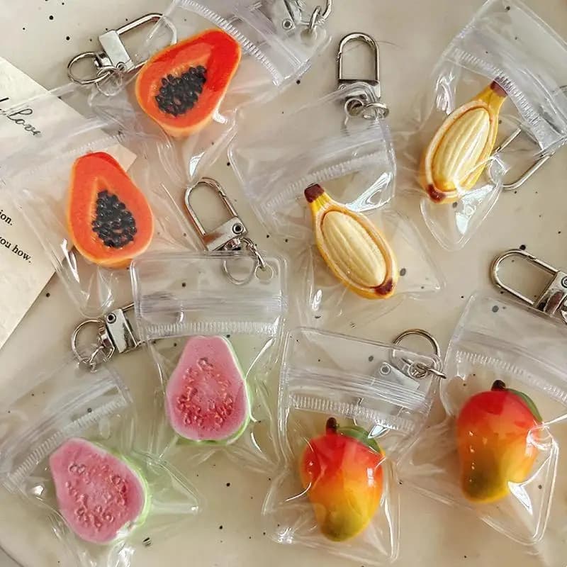 2026 NEW 1PCS Cute Simulation Tropical Fruit Keychain Guava Banana Papaya Mango Bag Pendant Kawaii Y2K Backpack Charm Gift​
