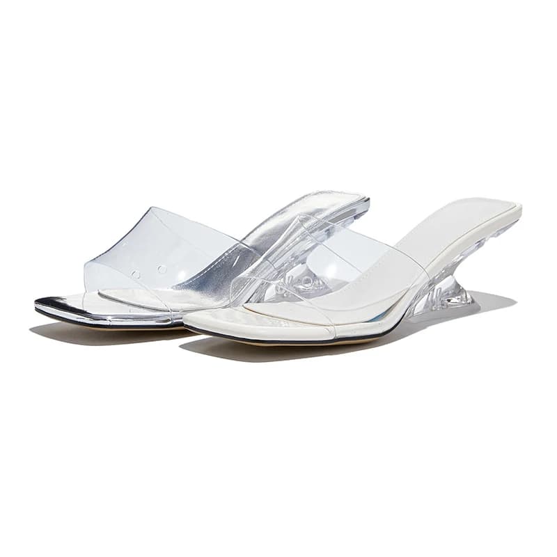 AIYUQI 2026 new High-Heeled Women's Slippers Transparent One-strip Women Slippers Summer Beach Fashion frail Shoes