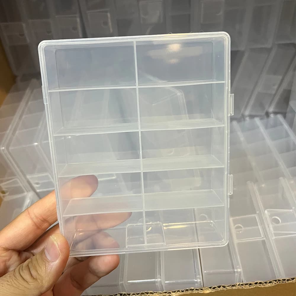 10 griglie trasparenti vuote per fogli per unghie scatola di immagazzinaggio gioielli in plastica perline gemme strass punte per unghie finte scatola organizzatore