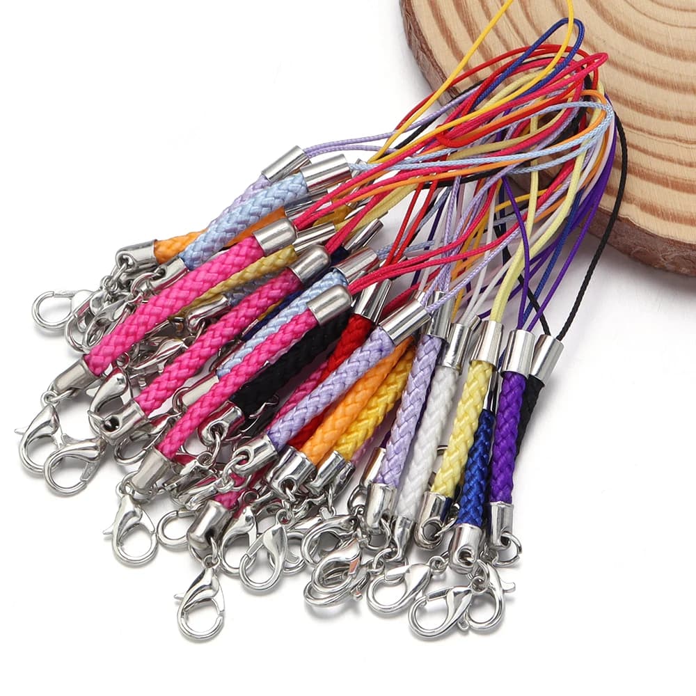 10/20 pcs Cordino Keychain with Moschettone and Rings Joint, DIY Decoration Cord for Phone and Supplies for Crafts
