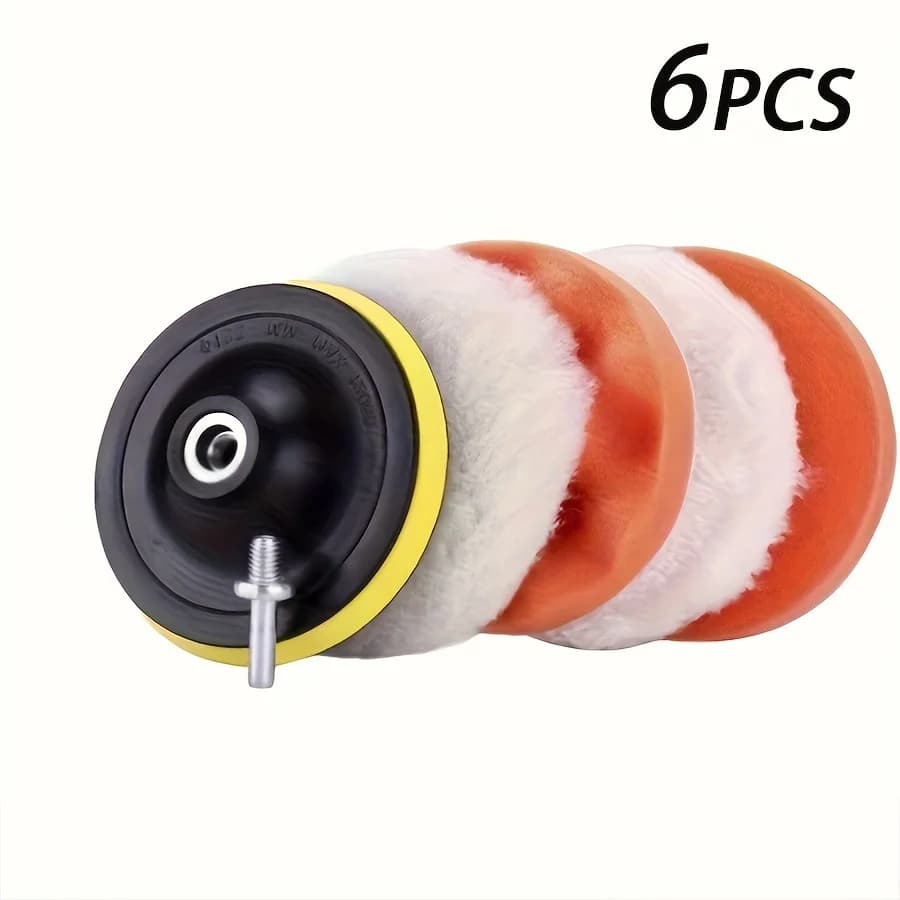 4-5 inch car polishing and waxing set, 100 mm multifunctional polishing pad kit - Soft sponge, wool pad and ball polishing disc