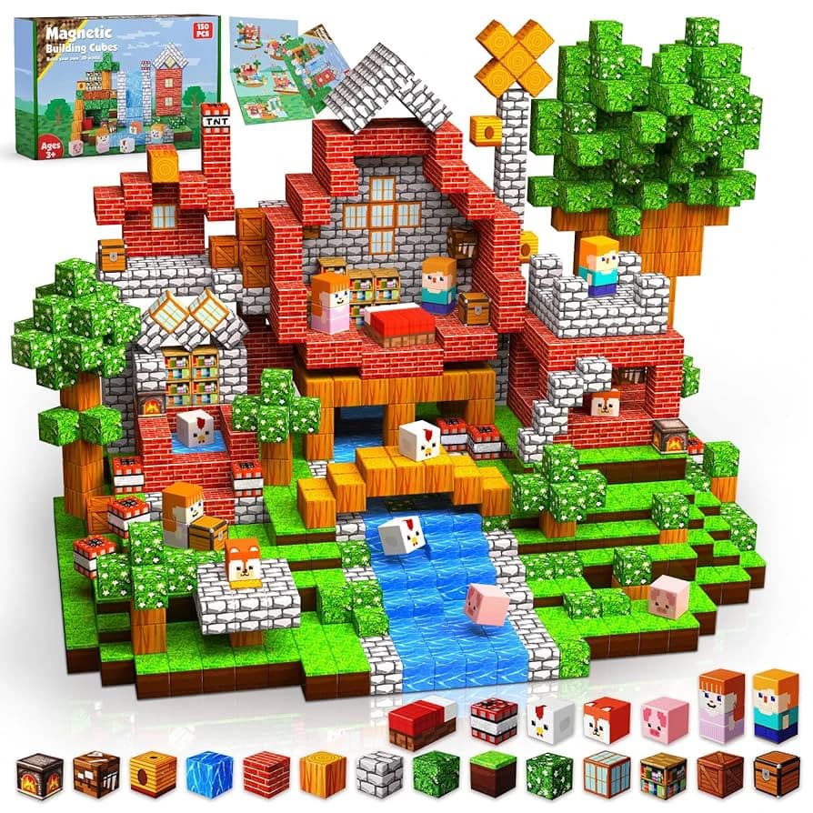 150 pezzi di piastrelle magnetiche STEM giocattoli per bambini 3+, set di blocchi educativi, kit di costruzione magnetica creativa per ragazzi e ragazze