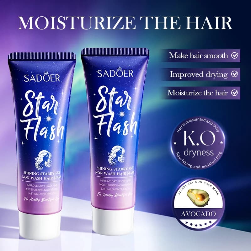 Confezione da 2 maschere per capelli senza risciacquo Brilliant Starry Sky, balsamo nutriente per capelli, ripara i capelli danneggiati e riduce le doppie punte, mantiene i capelli idratati e senza effetto crespo