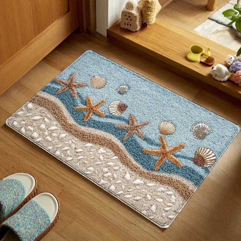 Tappetino da bagno VIKAMA Starfish Shell, tappetino antiscivolo ad asciugatura rapida, adatto per docce e vasche da bagno, decorazioni per la casa