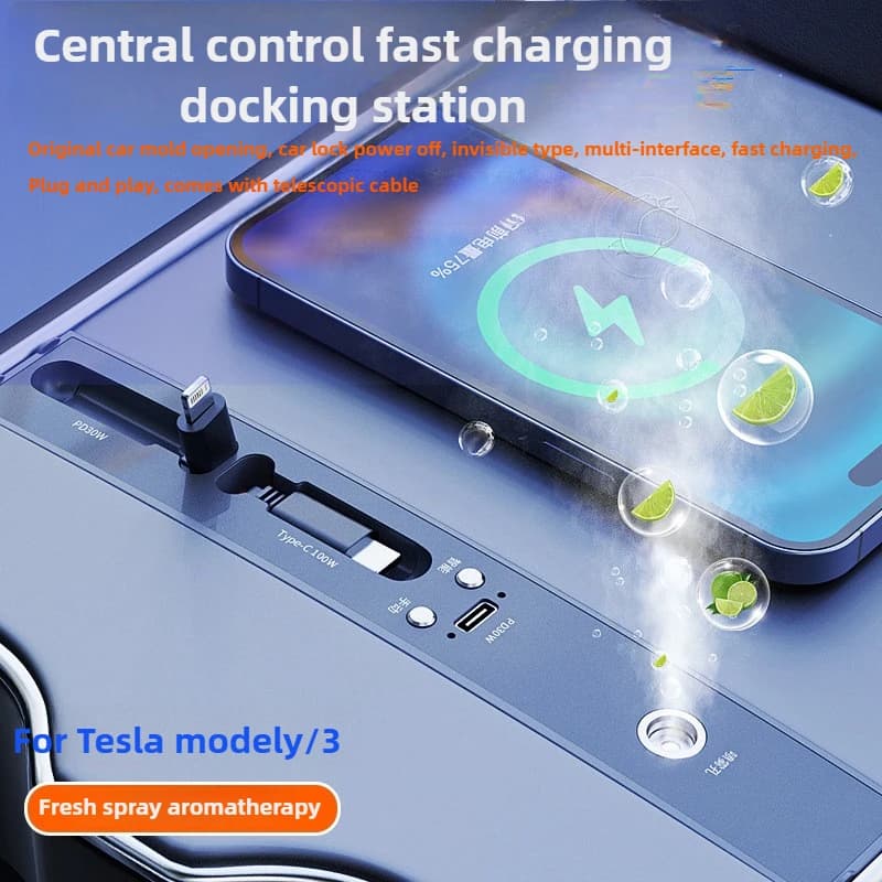 Docking station per auto per Tesla Model3y Nuova versione del controllo centrale con accessori di espansione USB per caricabatteria da auto