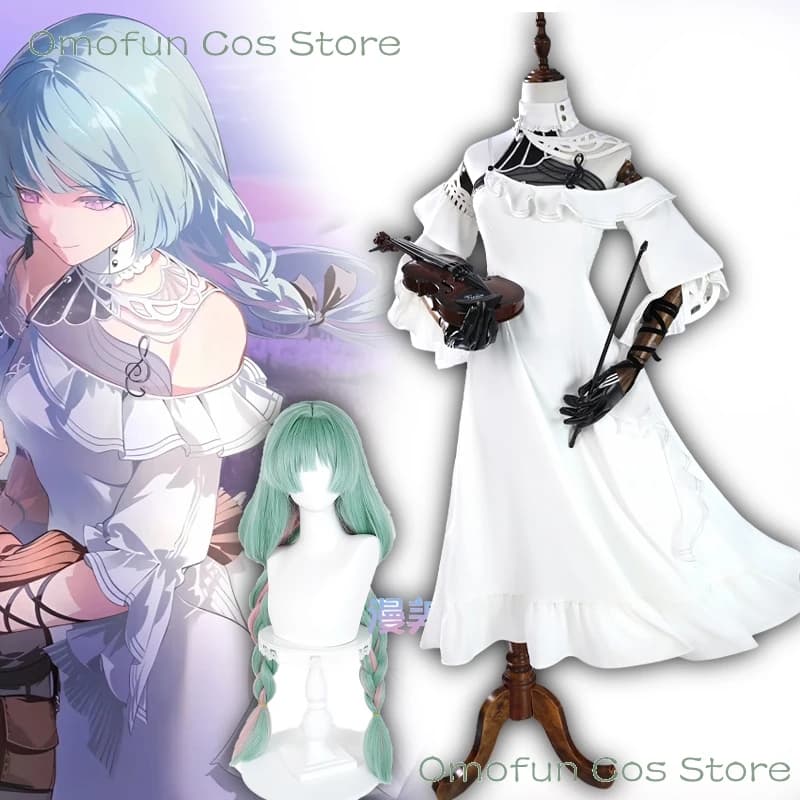 Wuthering Waves Phrolova Cosplay White Dress Wig Dreamcatchers Outfit Game Costume Game Outfit Women Halloween Clothes Wuwa
