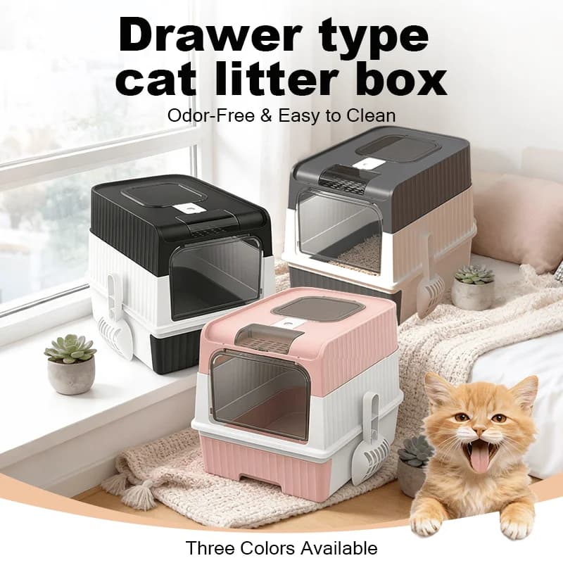 Lettiera per Gatti Completamente Chiusa con Coperchio, Facile da Pulire, Inodore, Misura Extra Large Adatta per Case con Gatti