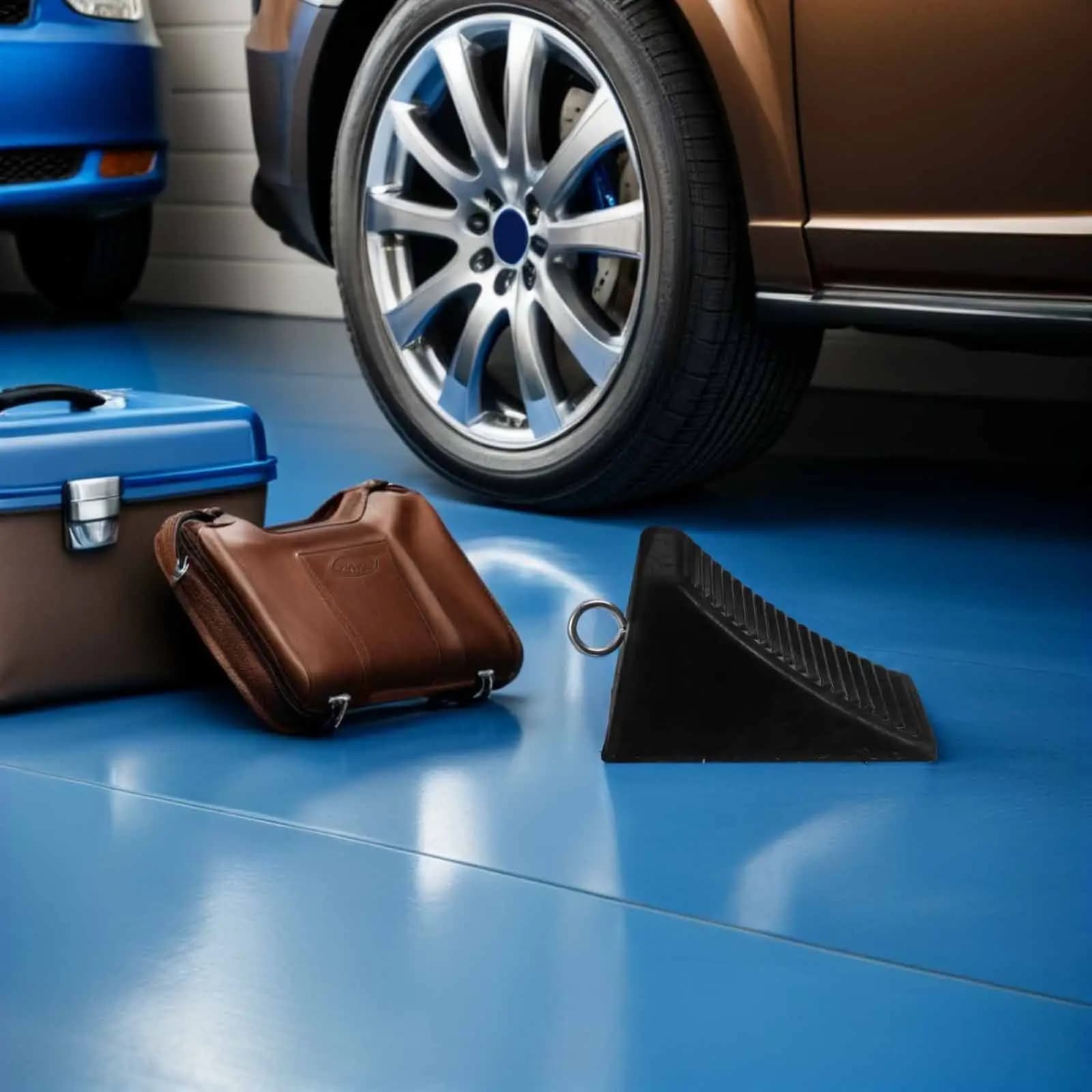 2pcs Rubber Car Stopper Wheel Chocks For Cars Parking Block With Ring Garage Floor Tire Stopper Anti-Skid Pad For Trucks Rvs