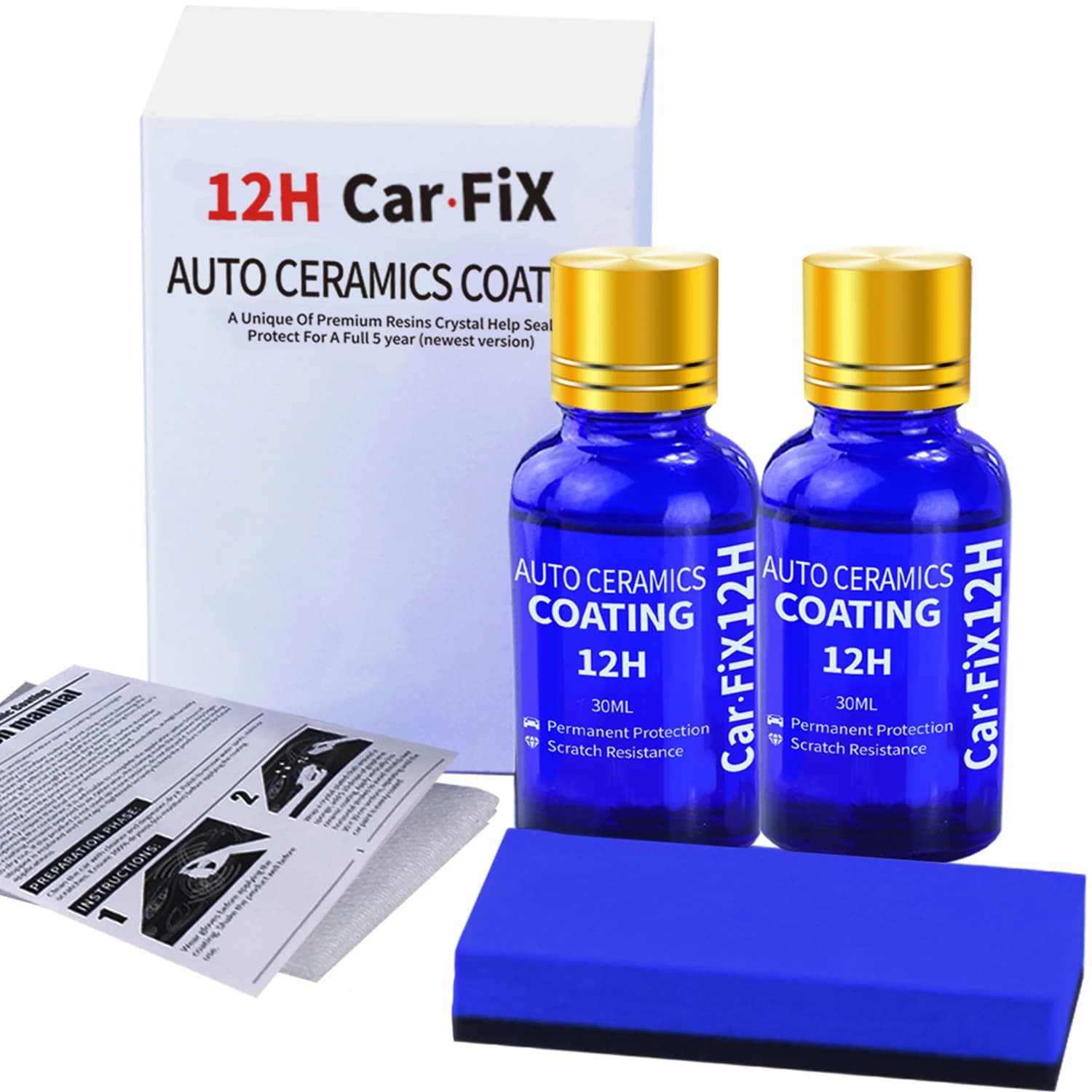 2 Pezzi Cera Lucidante per Auto 12H, Protezione Vernice Anti-Graffio, Garanzia 5 Anni, Lucidatura Prolungata, Ceramica e Vetro