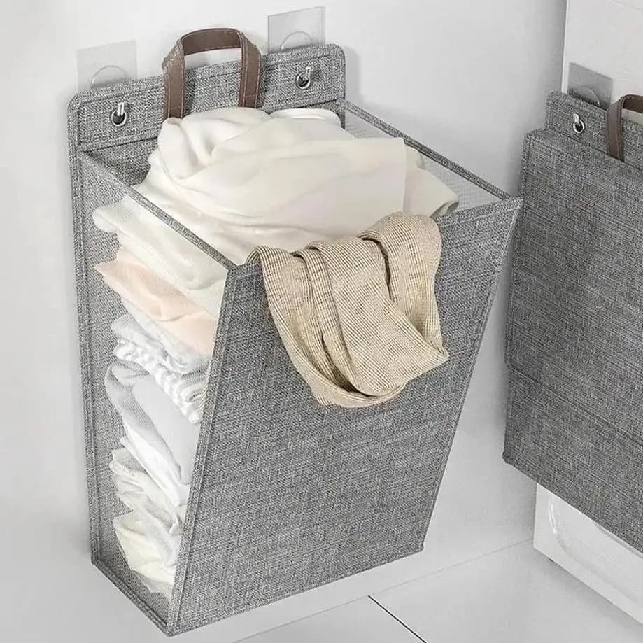 1 Pcs Home Storage Foldable Laundry Cart Multifunctional Storage Wall Mounted Laundry Cart Sundries Storage Accessories