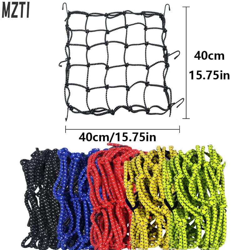 1Pcs Motorcycle Luggage Net Helmet Mesh Fuel Tank Storage Rubber Band Luggage Compaction Storage Cargo Sorting Reflective Net